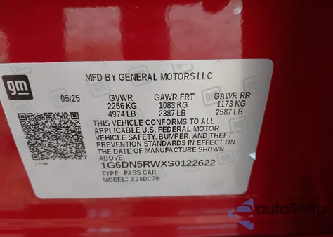 2025 Cadillac Ct5 Premium Luxury Rwd from USA, damaged, VIN 1G6DN5RWXS0122622